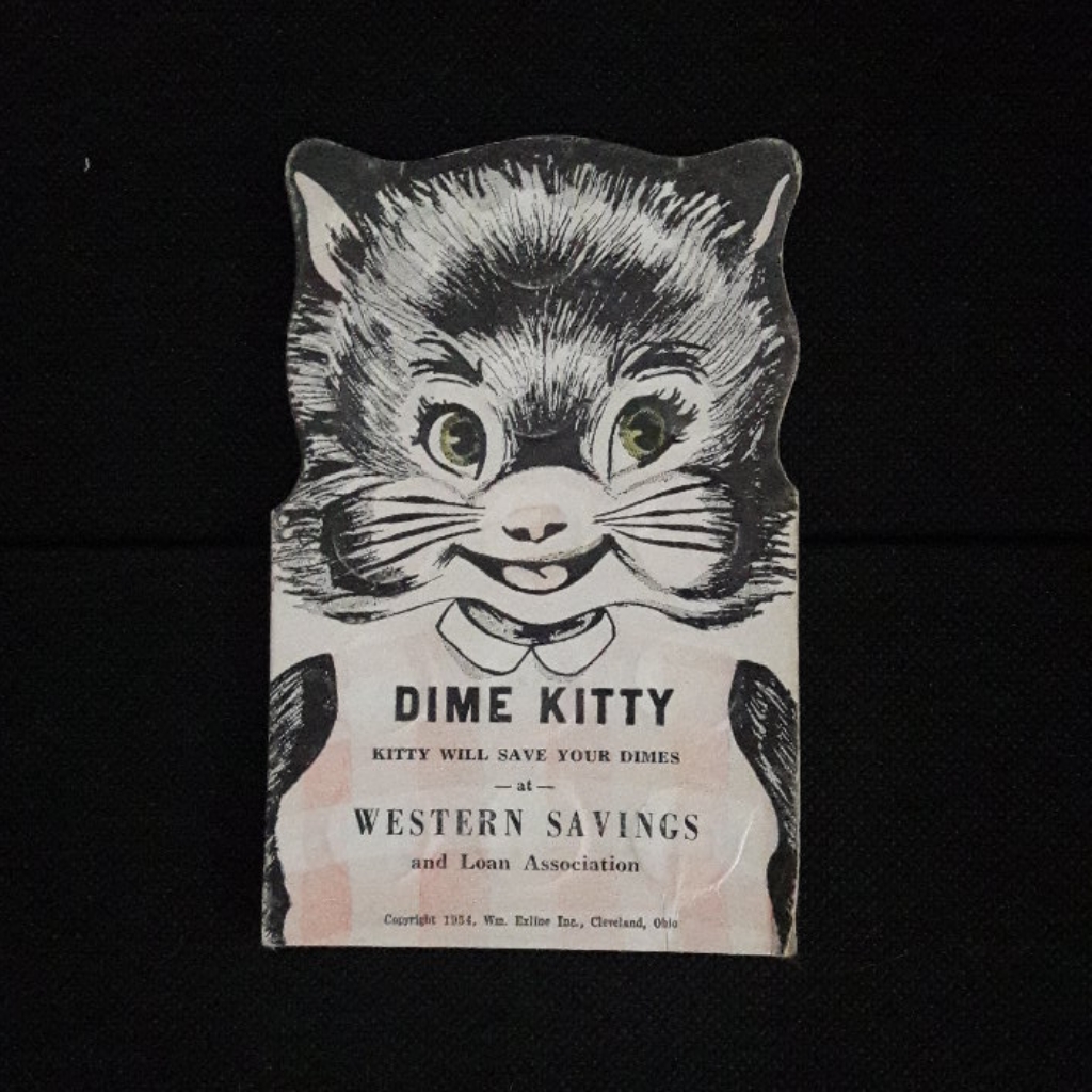 Vintage Dime Kitty Savings Card 1954